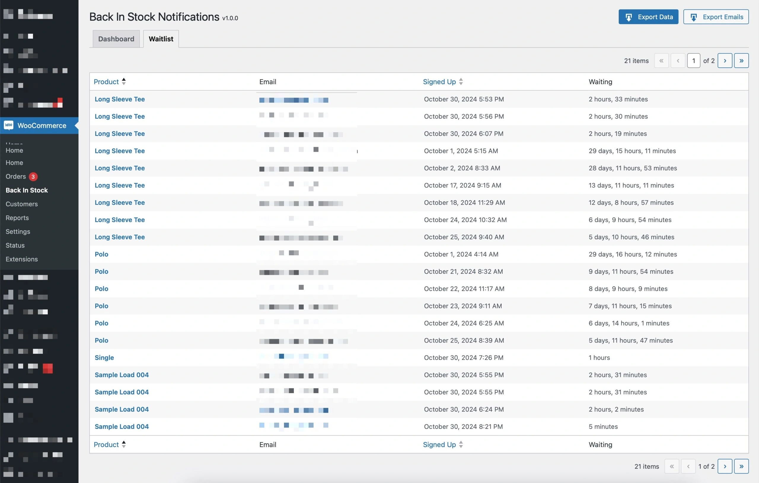 Back in Stock Notifications for WooCommerce® Waitlist Screen