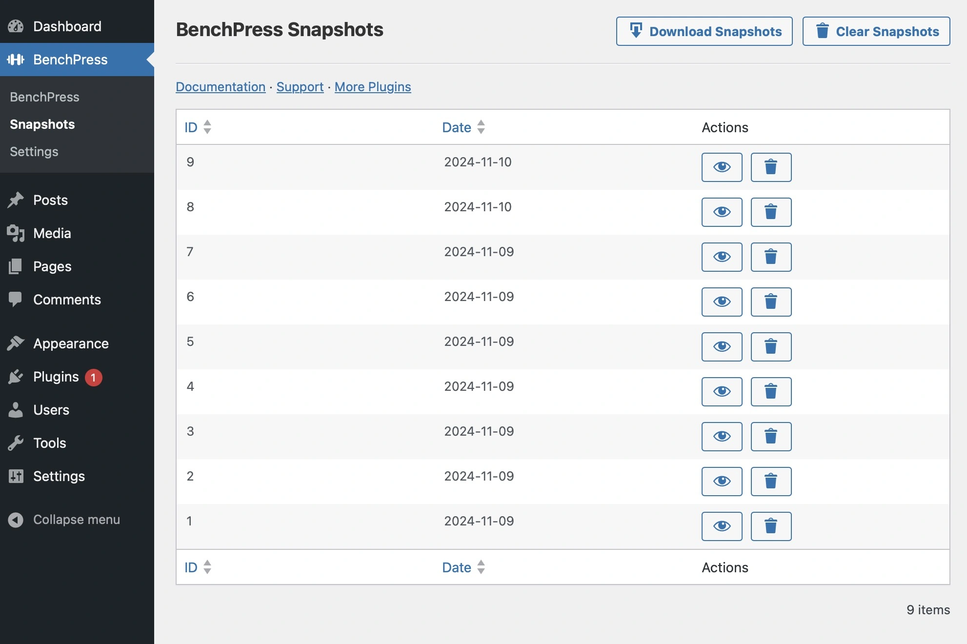 BenchPress Snapshots