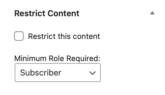 Restrict Content metabox for the Content Restriction for WordPress® plugin