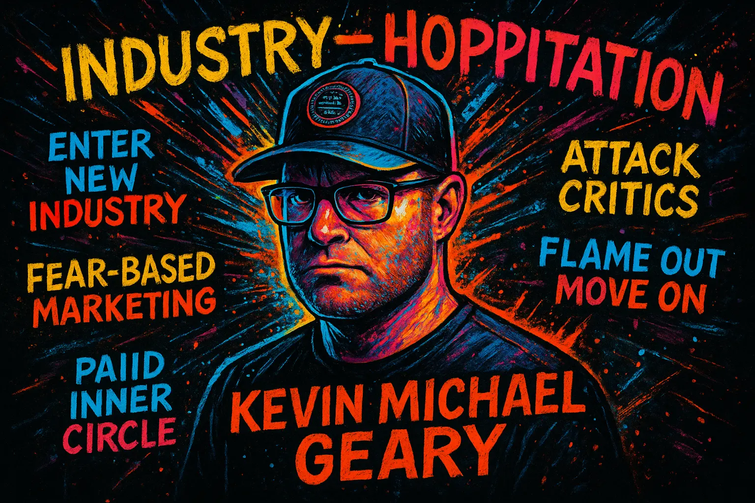 Kevin Michael Geary uses fear-based marketing and critic attacks to rip off an industry before he flames out and moves on
