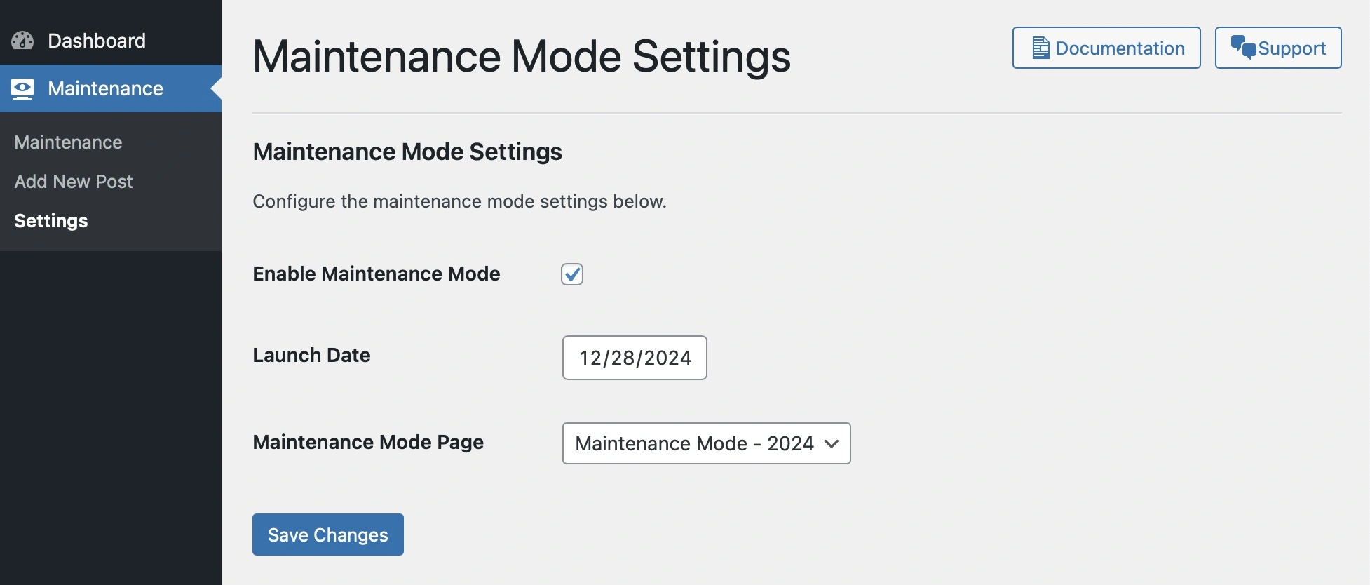 Maintenance Mode for WordPress® - Settings