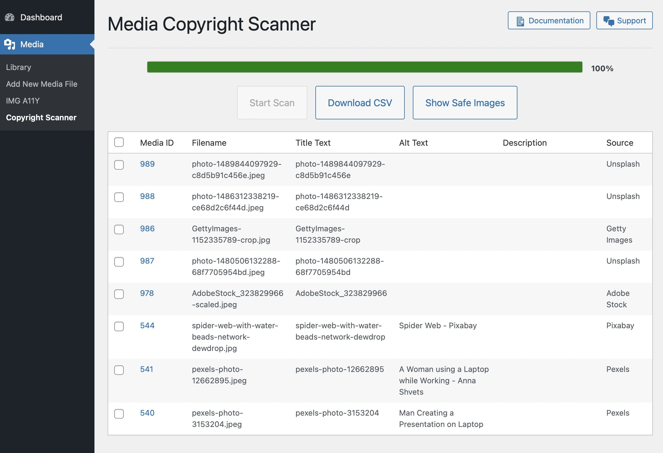 Media Copyright Scanner - Scan Results