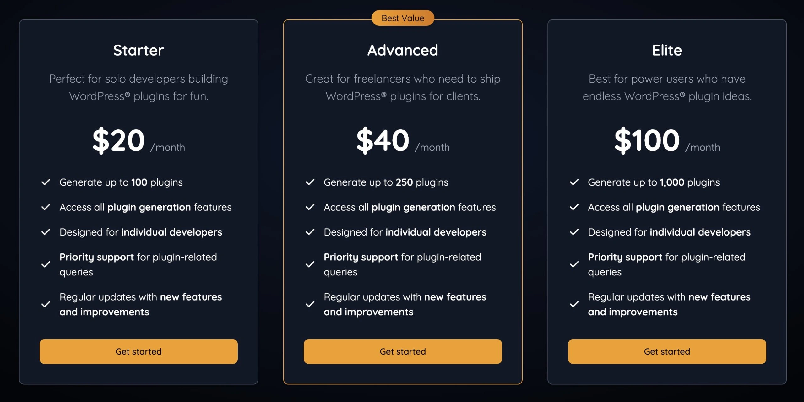Plugin Pal - Pricing page