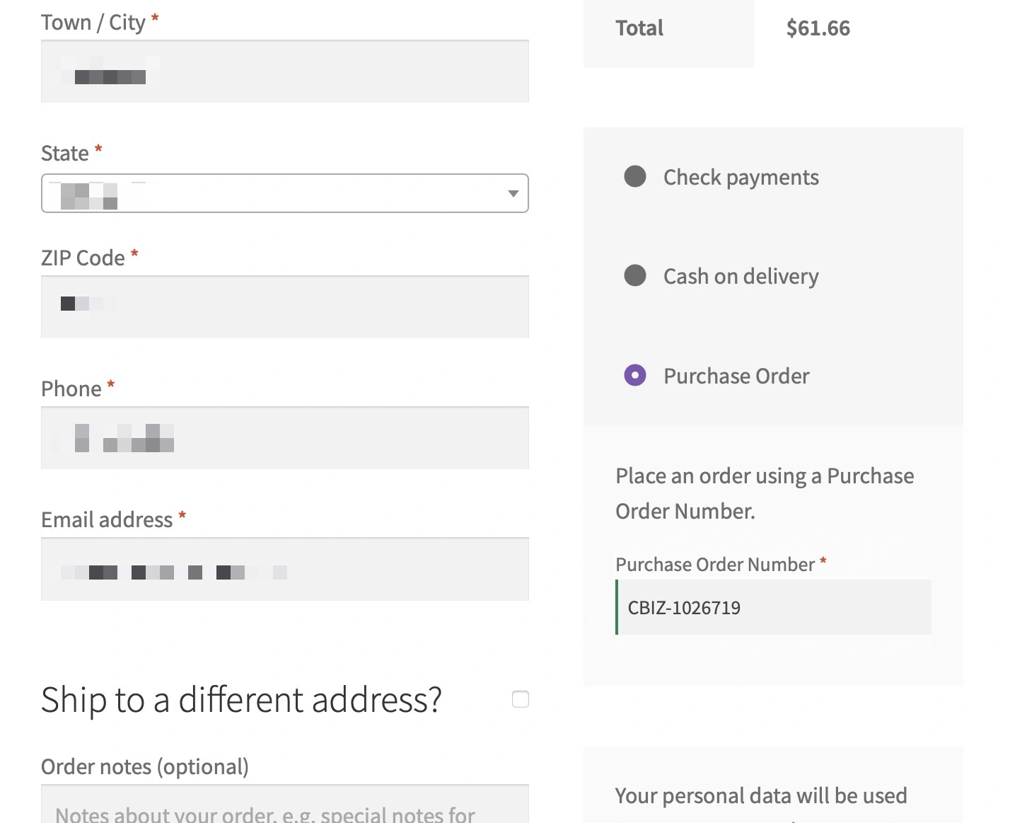 Purchase Orders for WooCommerce - Checkout settings