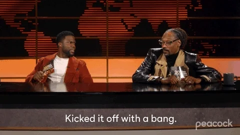 Snoop and Kevin Hart - Kicked it off with a bang GIF