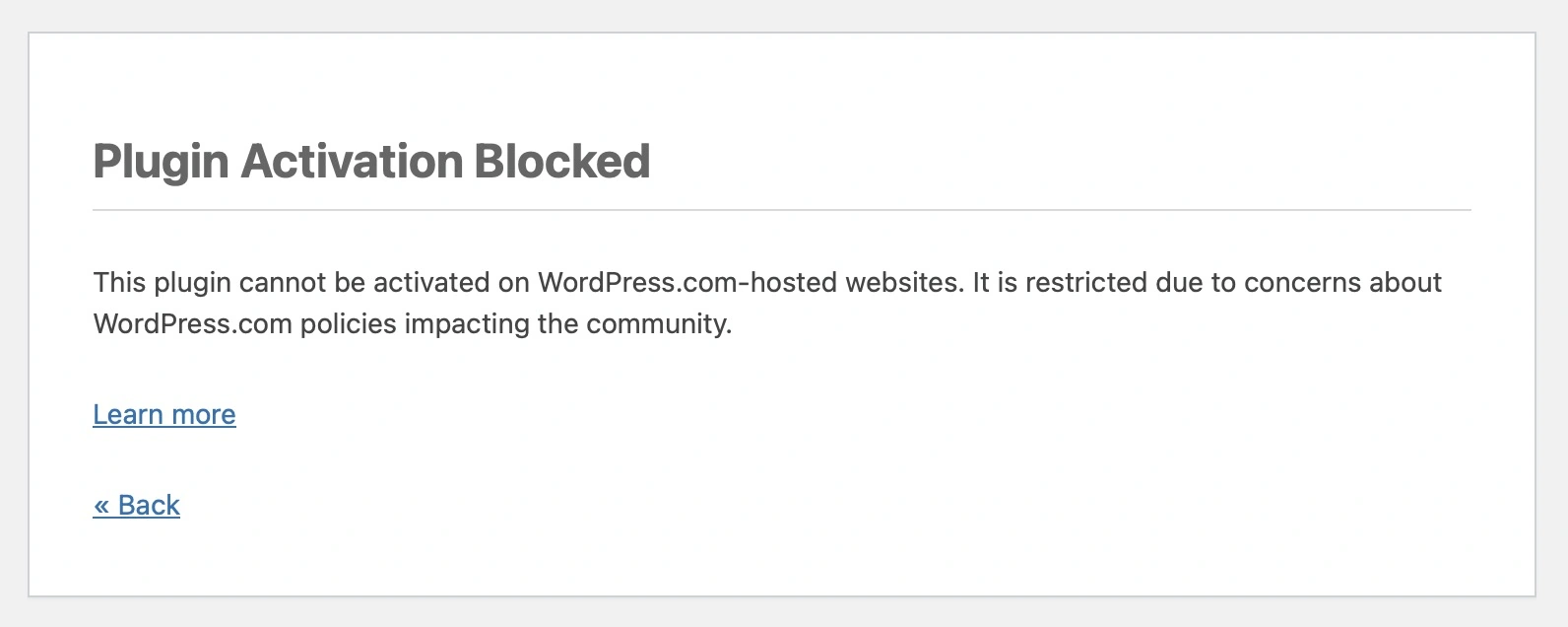 Restricted plugin access for WordPress.com users