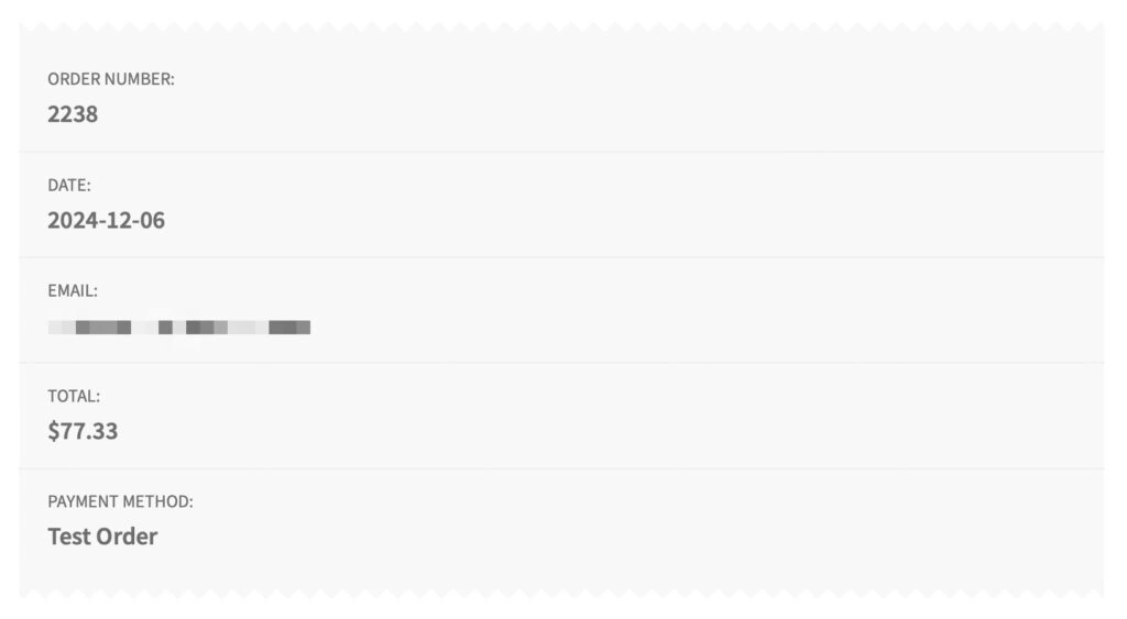 Test Orders for WooCommerce® - Order Thank you