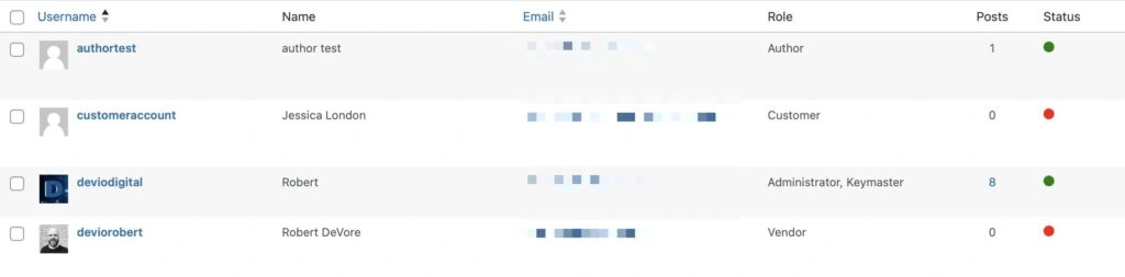 User Login Status plugin screenshot